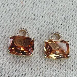 Bomb Party Smokey Topaz & CZ Charming Hoops Charms on Gold Plating